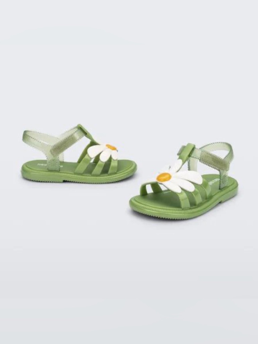 Mini Melissa Green Daisy Jelly Sandals with White Petals - Picture 2 of 4